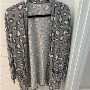 Maurices Gray Animal Print Cardigan